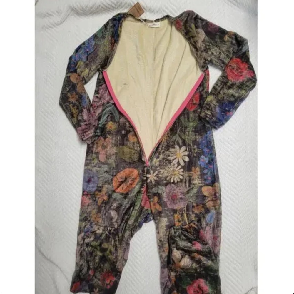 Natural Life Fleece Sherpa One Piece Pajama Jumpsuit Wildflower Floral Small - Picture 2 of 4